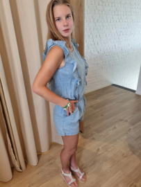 jeans playsuit met ruffles