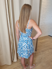 viscose korte jurk blauwe print