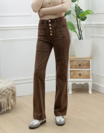 FR hoge taille wide fit met knoopdetail chocolat brown