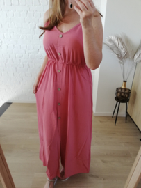maxi-jurk met lijstjes koraal (ruime maatjes)
