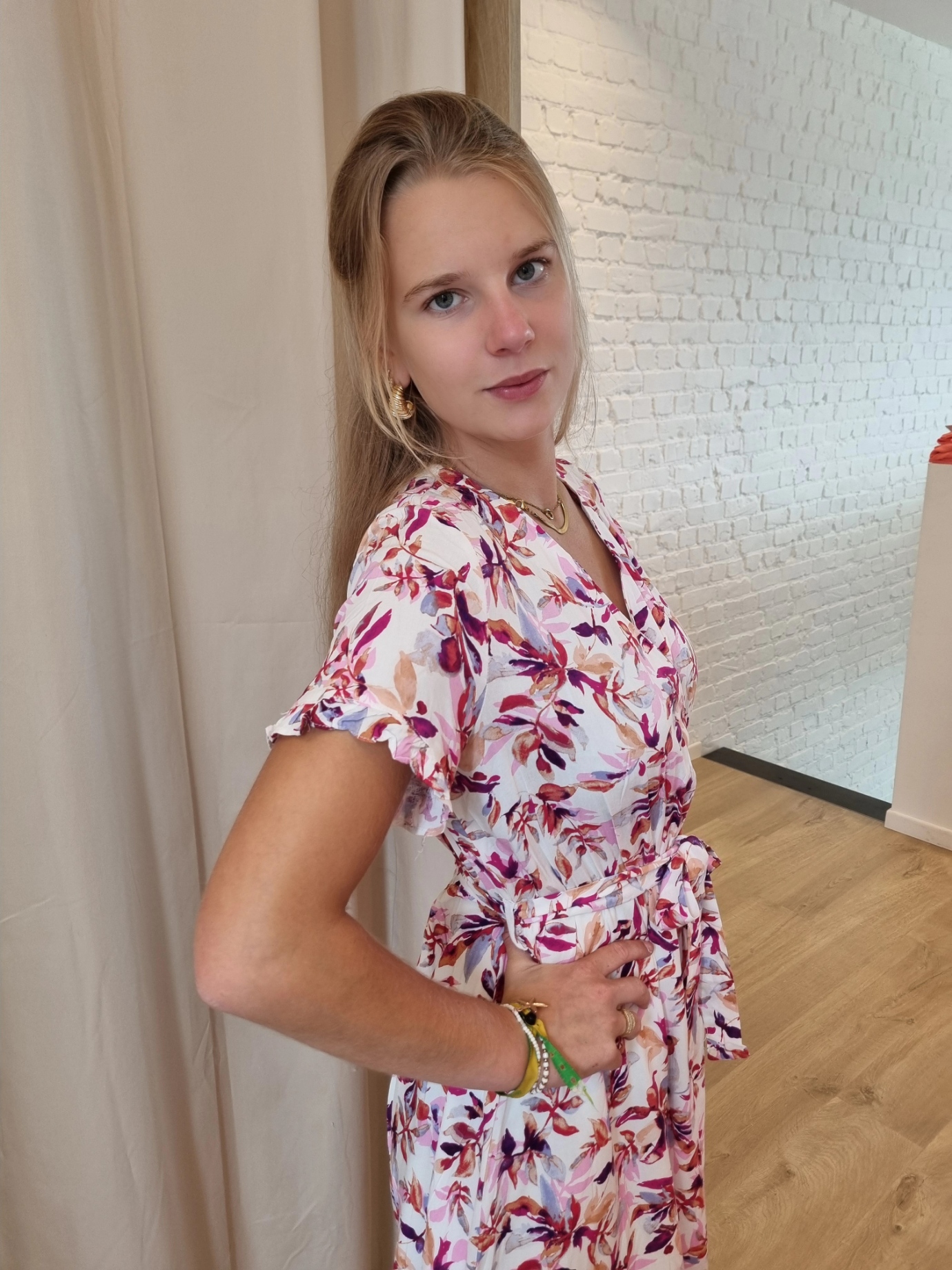 jurk met fleurige print in viscose