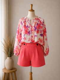 blouse met koraal bloemenprint