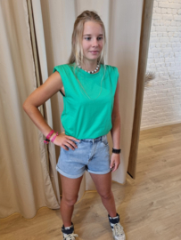 T-shirt padded shoulder groen