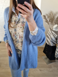 jeansblauwe langere cardigan