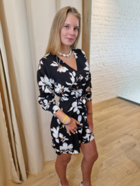 jurk met bloemenprint zwart