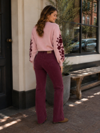 Folyrose LESLIE FIT bordeaux – hoge taille STRAIGHT FIT jeans- WIDE LEG