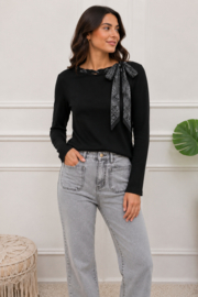 Dames truitje met bandana strik – BLACK