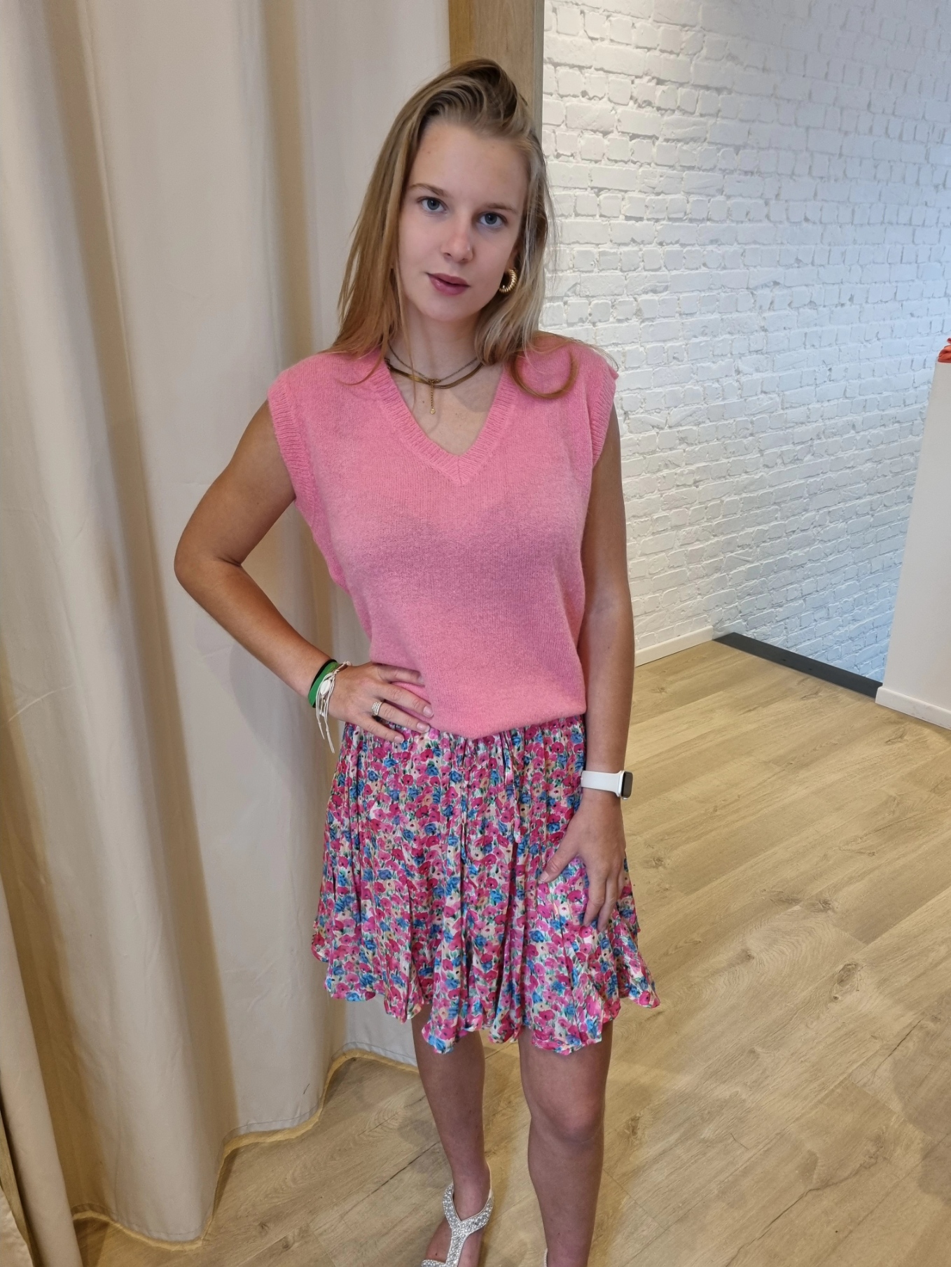 speels rokje met fuchsia print