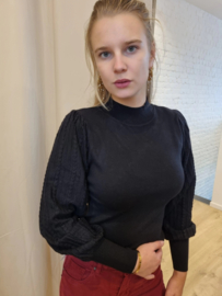 aansluitend truitje met licht glanseffect in de mouwen zwart