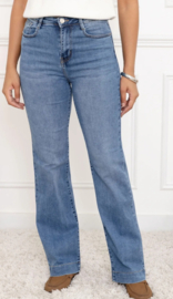 Folyrose LESLIE FIT medium denimblauw STRASS - STRAIGT FIT - WIDE LEG