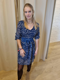 losse jurk blauwe luipaardprint