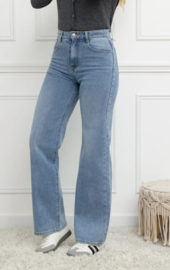 FR hoge taille wide fit met broderiedetail jeansblauw