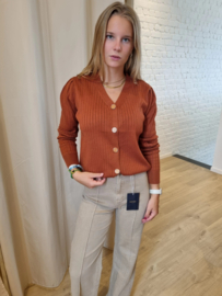 cardigan met grote knopen roest