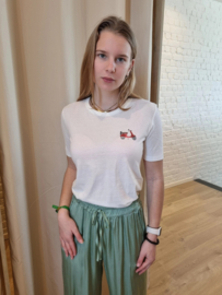 losse broek met bindlintje kaki