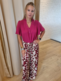 lossere broek met aubergine print
