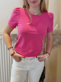 T-shirt met gepofte mouwtjes fuchsia JDY