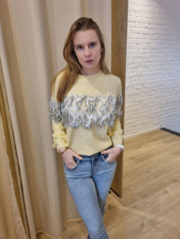 trui met sequins lichtgeel