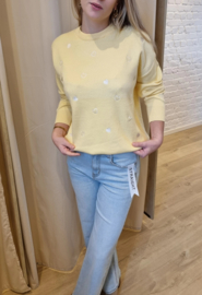 trui met hartjes lichtgeel