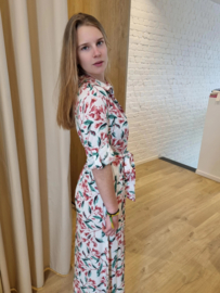 maxi-jurk viscose bloemen wit