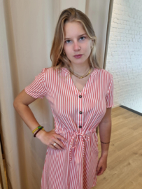 jurk met streepjes en treklintje  rood/wit JDYLAUREL