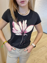 T-shirt met bloem roze