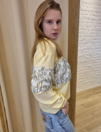 trui met sequins lichtgeel