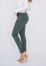 middelhoge taille flex stretch mosgroen