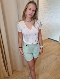 JDYDORA DODO S/S FOIL V-NECK TOP JRS ecru