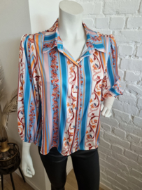 vrolijke print blouse blauw