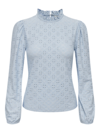 lichtblauwe top met frulletjes JDY