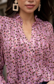 blouse met roze print