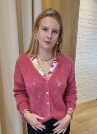 mohair cardigan met patroon  dieproze