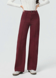 Sister wide jeans met hoge taille  bordeaux  ST 6039