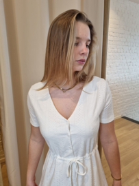 JDYCATHINKA SS V NECK BELT DRESS JRS DIA wit