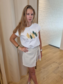 T-shirt met veertjes kaki