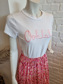 plissé rokje fuchsia print