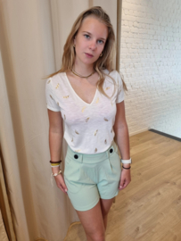 JDYDORA DODO S/S FOIL V-NECK TOP JRS ecru