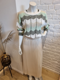 maxi-rok met gouden boord beige