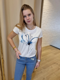 T-shirt met bloem blauw