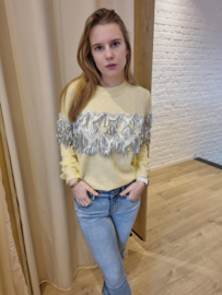 trui met sequins lichtgeel