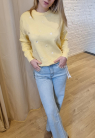 trui met hartjes lichtgeel