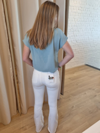 Hoge taille bootcut super stretch crème