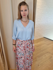 blouse met V-hals en 3/4 mouw JDY lichtblauw