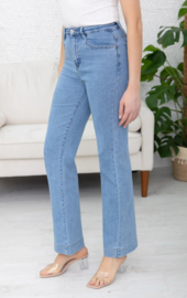 Folyrose LESLIE FIT middenblauwe jeans - medium blue denim - hoge taille  STRAIGHT FIT- WIDE LEG