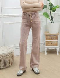 FR hoge taille wide fit met knoopdetail hibiscus rose
