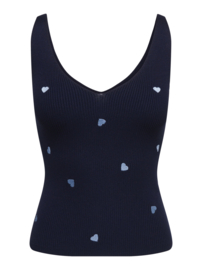 JDYNANNA S/L EMBROIDERY TOP KNT blauwe hartjes
