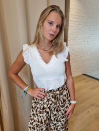 romantische witte katoenen top met klein perfo detail