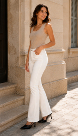 Hoge taille bootcut super stretch crème