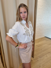 blouse ecru met gouden motief