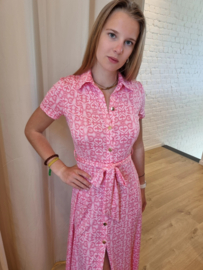 lichtroze stretch jurk met motief